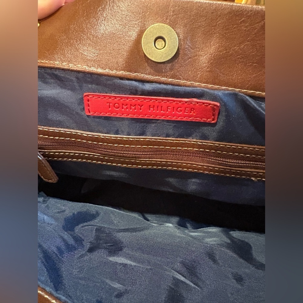 TOMMY HILFIGER Colorful Fabric And Faux Leather Satchel Handbag Shoulder Bag NWT - Picture 10 of 14
